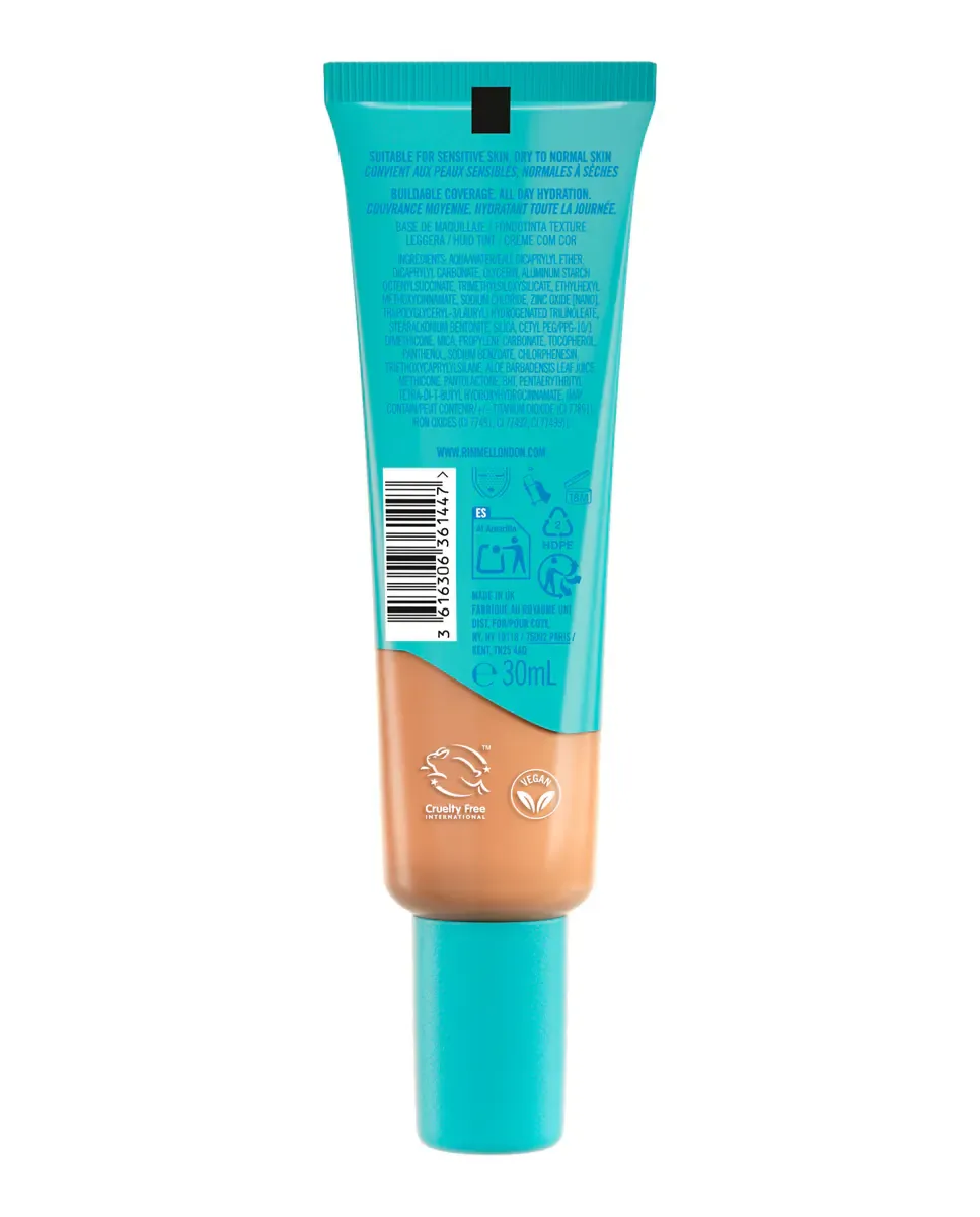 Жидкая основа для макияжа Kind & Free Glow it up 30 мл Rimmel, 150 Rose Vanilla — фото 3