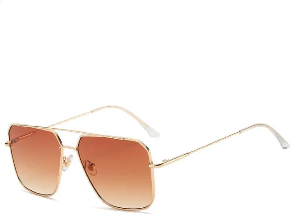 

Крупные классические солнцезащитные очки для мужчин и женщин, металлическая оправа, градиентный дизайн, роскошные, с защитой от УФ-излучения UV400 LVTFCO, C6 Gold Tea