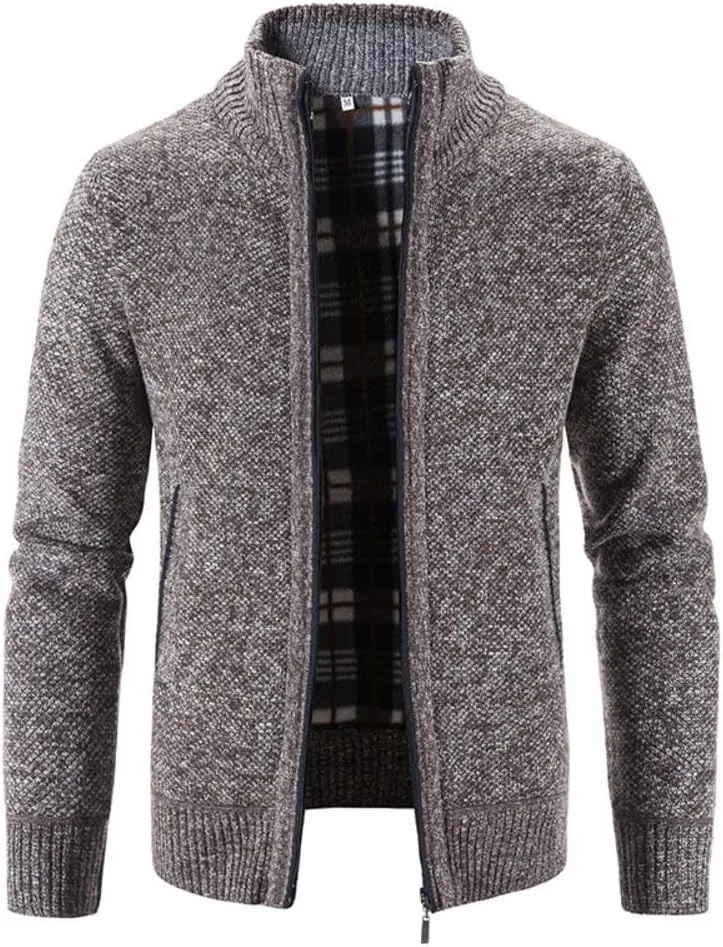

Мужской вязаный кардиган с длинными рукавами, утепленный джерси