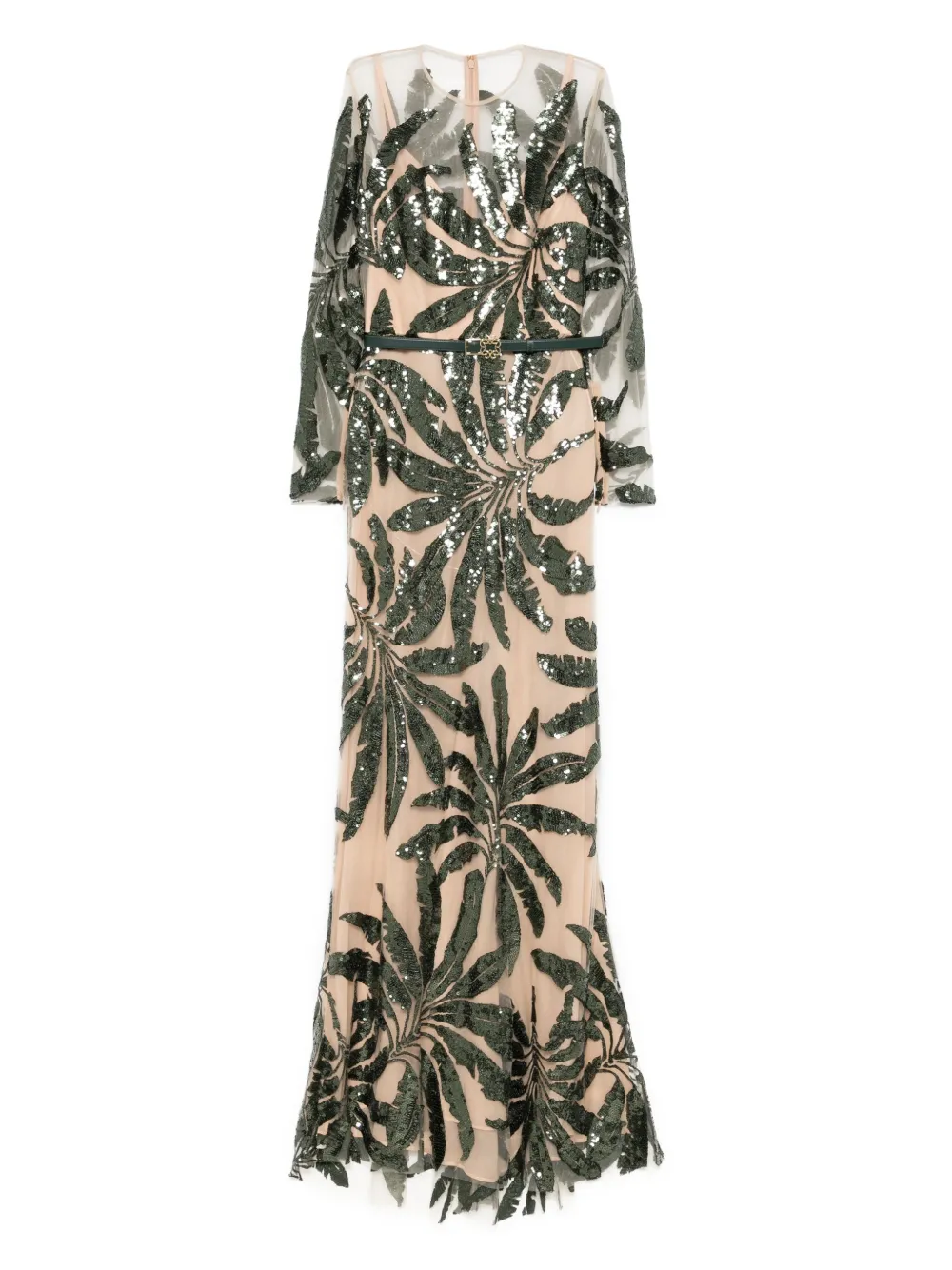 

Платье макси из вышитого тюля Elie Saab, зеленый