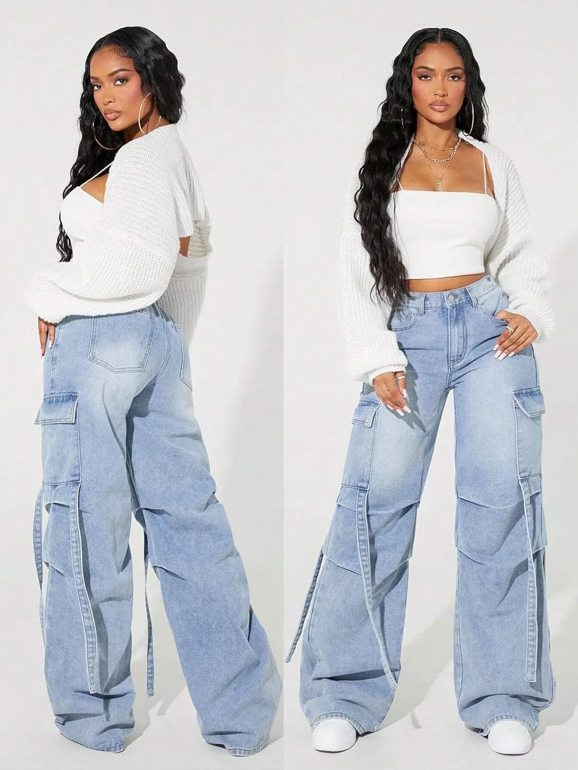 Джинсы с завязками на пуговицах Women's Legendary Mid Rise Jean, синие — фото 4