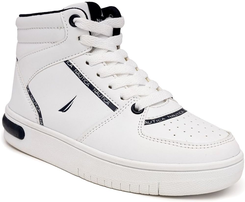 

Кроссовки Nautica для детей: модная обувь на шнуровке с высокими ботинкообразными вставками для мальчиков и девочек (размеры для больших и маленьких детей) - Horizon, белый