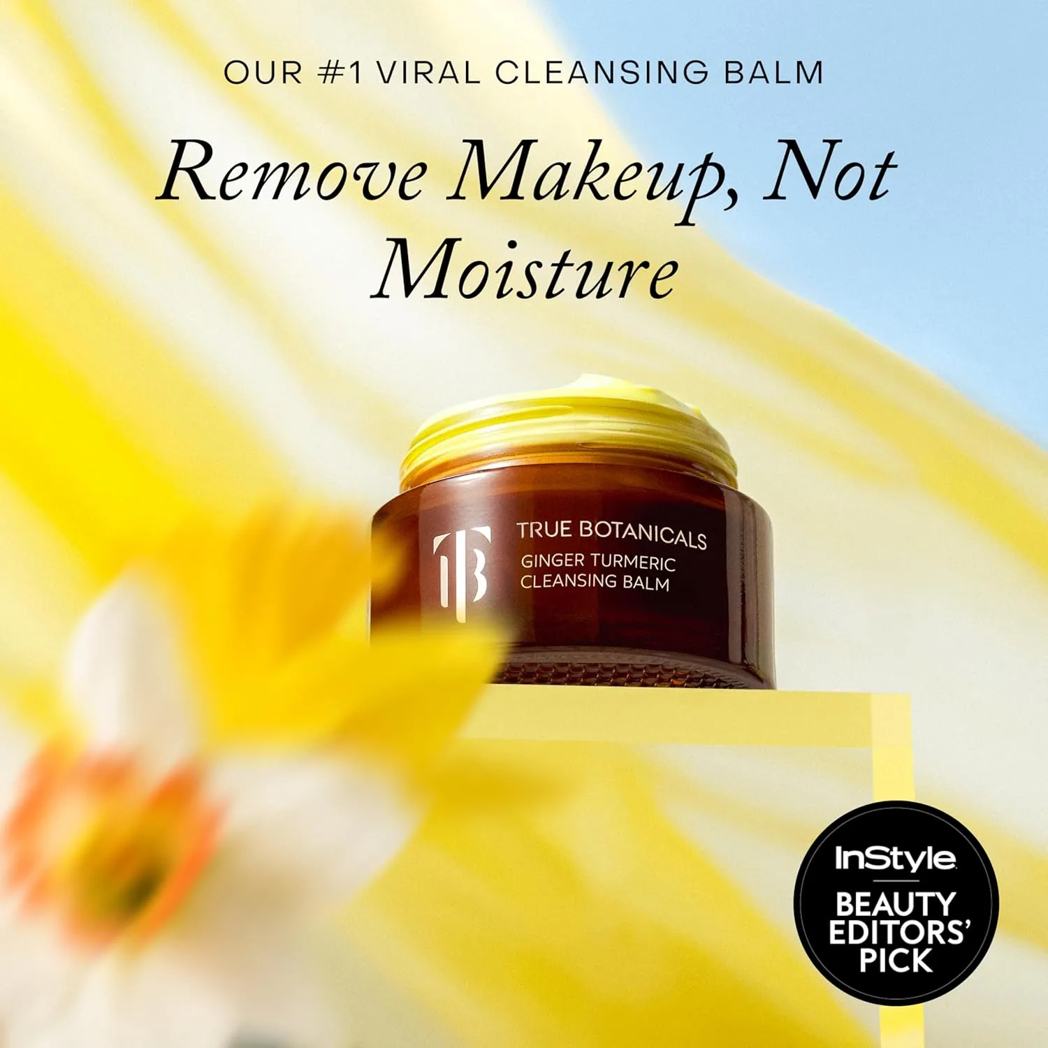 True Botanicals Ginger Turmeric Cleansing Balm, натуральный увлажняющий очищающий бальзам для лица и средство для снятия макияжа для сухой и чувствительной кожи, питательное масло-очиститель с церамидами и антиоксидантами, 100 мл, yellow — фото 2