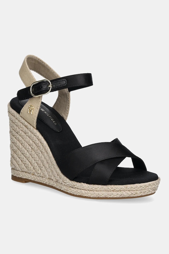 Сандалии SATIN HIGH WEDGE ESPADRILLE Tommy Hilfiger, черный