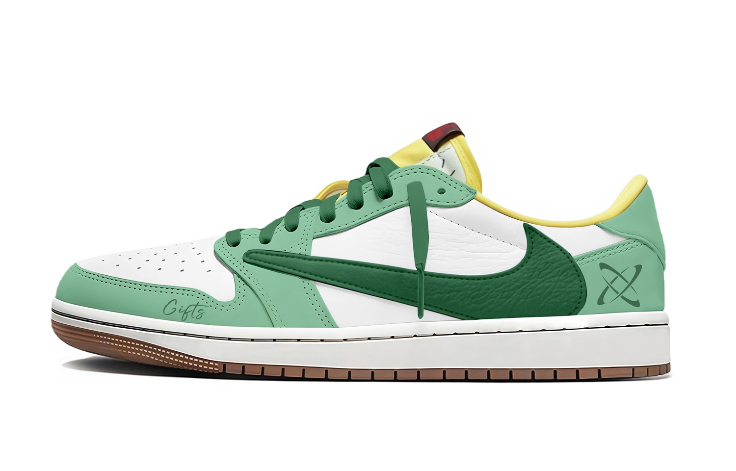 

Jordan Travis Scott x Air 1 Emerald Mango Barb 7.0 Low Cushioning Low top Vintage Basketball Shoes Unisex