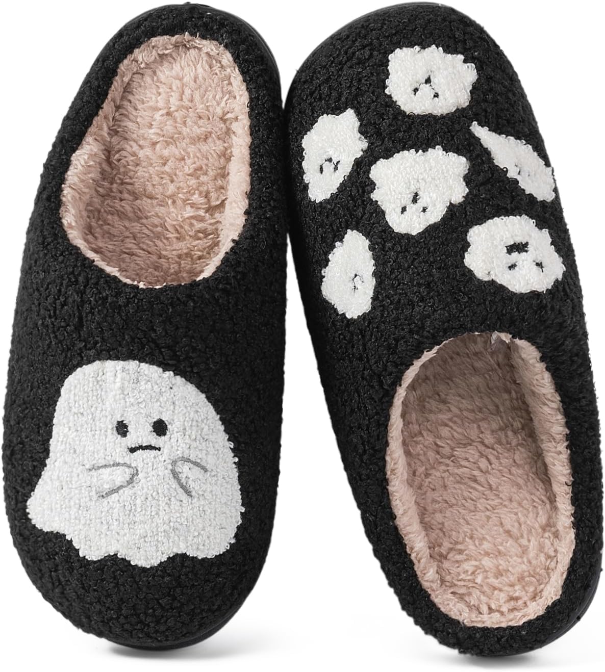 

Рождественские тапочки HORMAUWORD для мужчин и женщин, домашние хлопковые тапочки, пушистые, теплые и уютные, зимние тапочки с легкой подошвой и противоскользящим эффектом, черный