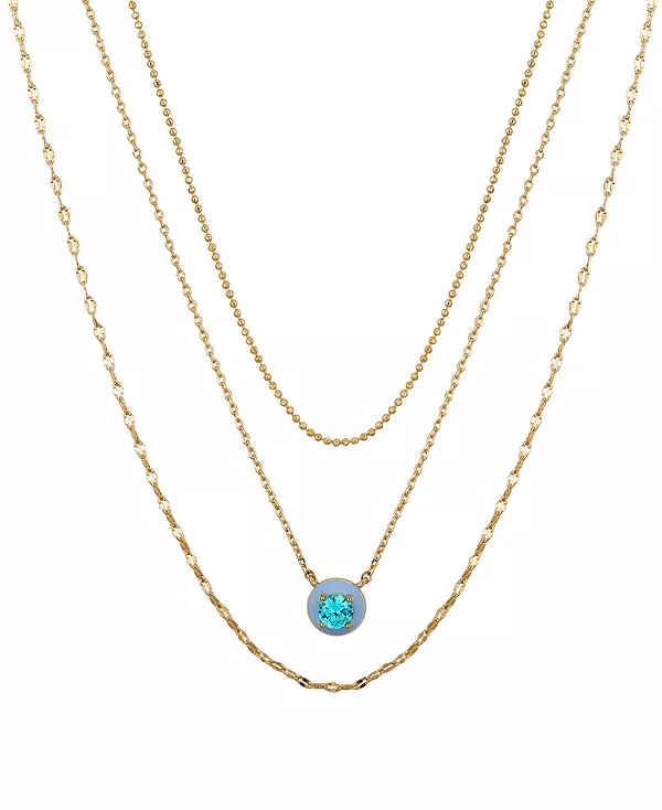 

Комплект из нескольких слоев ожерелий с подвесками из синего кубического циркония и синей эмали Unwritten, gold