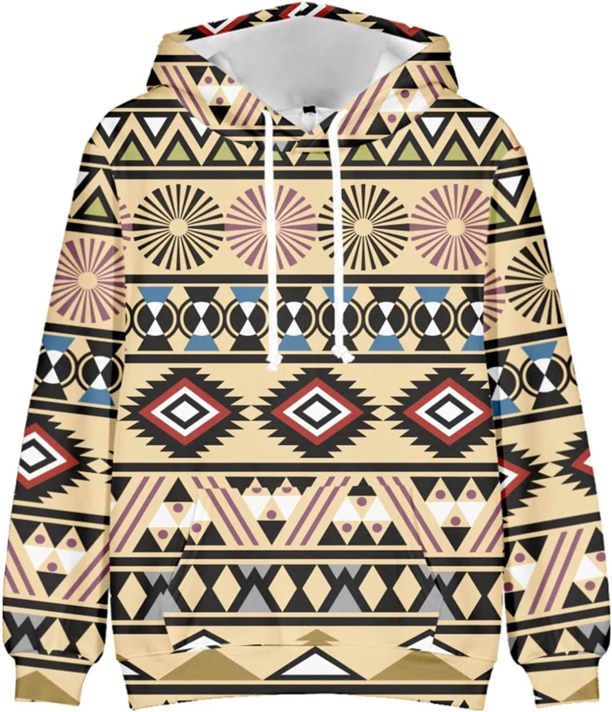 

Толстовка с капюшоном для мужчин Big And Tall с длинным рукавом и этническим принтом Muscularfit