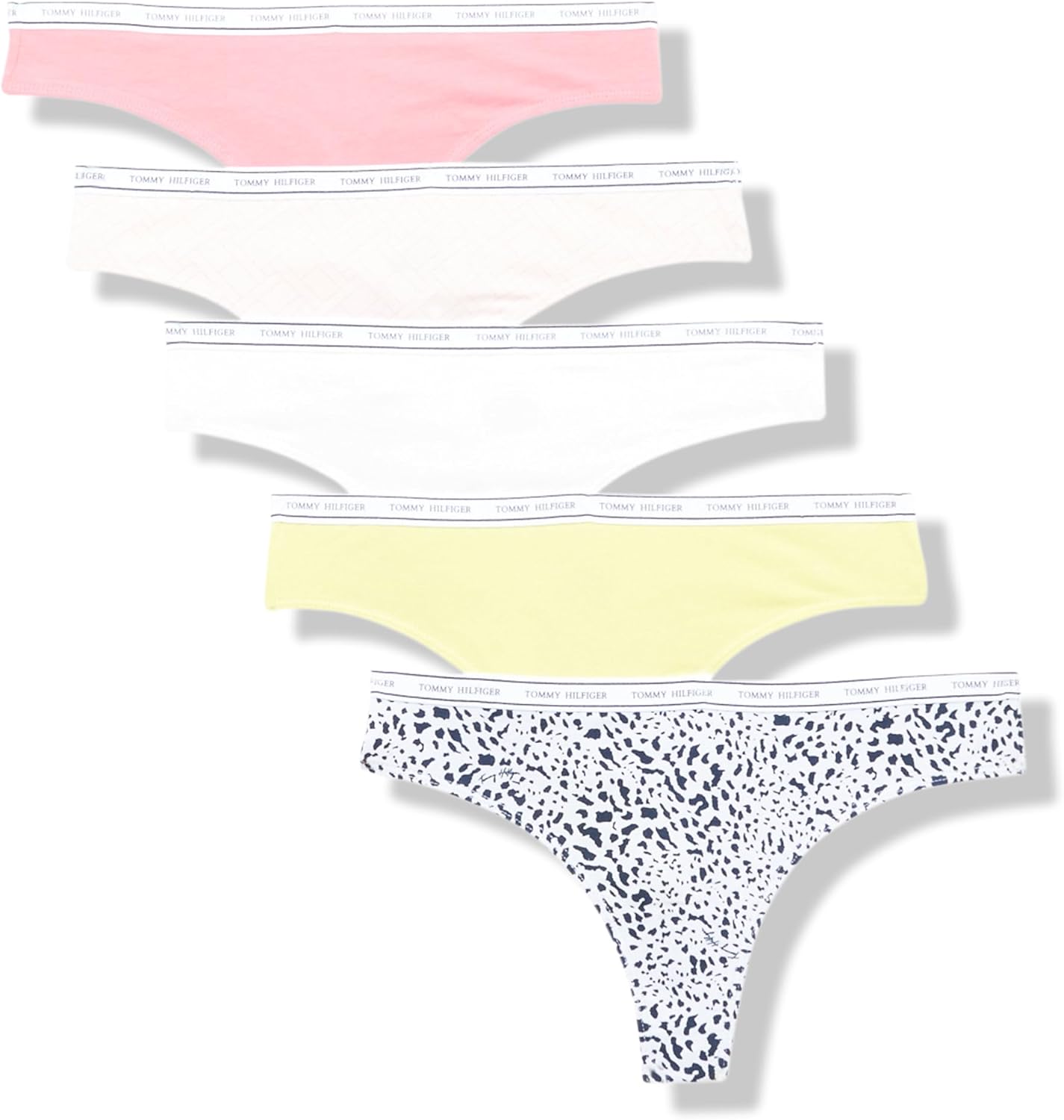 

Женские классические хлопковые стринги Tommy Hilfiger с логотипом, 5 шт., Round Daisy Springs W Logo Ice Heather Grey/Sunny Lime/Bright White/Strawberry Pink/Perforated Flag Airy Pink