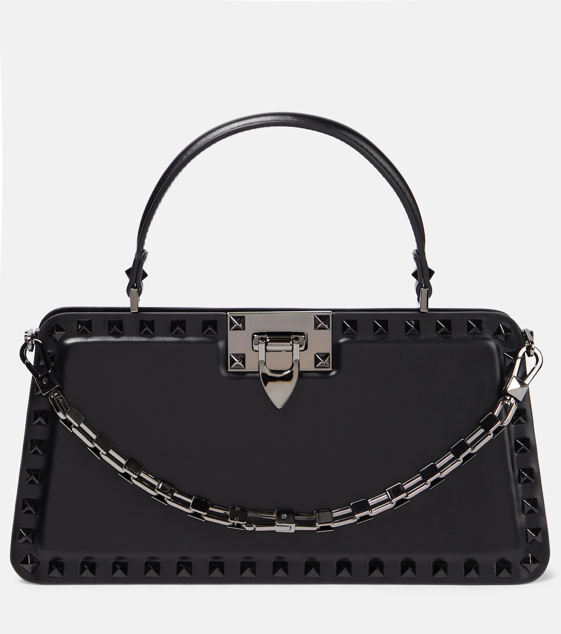 

Маленькая кожаная сумка-тоут rockstud с цепочкой Valentino Garavani, черный