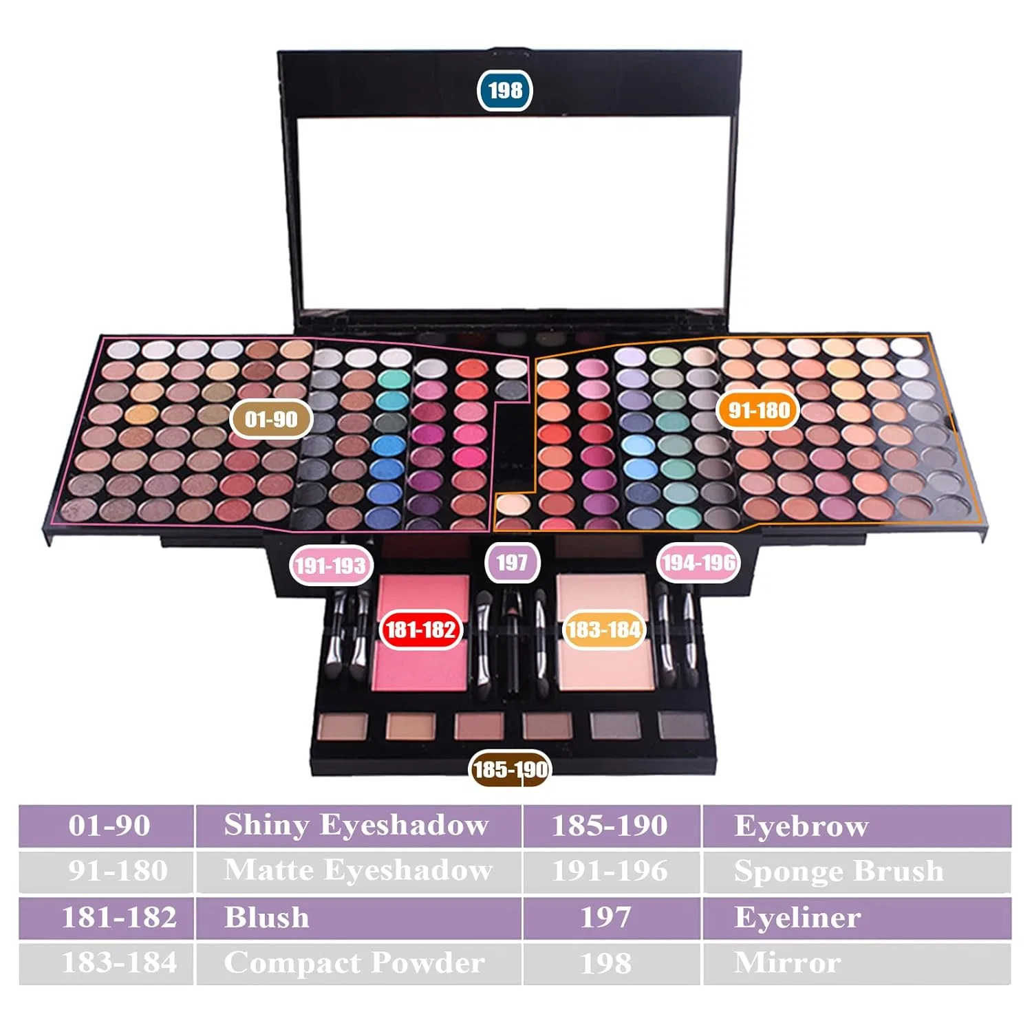Многофункциональный набор для макияжа MKNZOME #D Jascherry, Vanity Case Make Up Set #D — фото 2