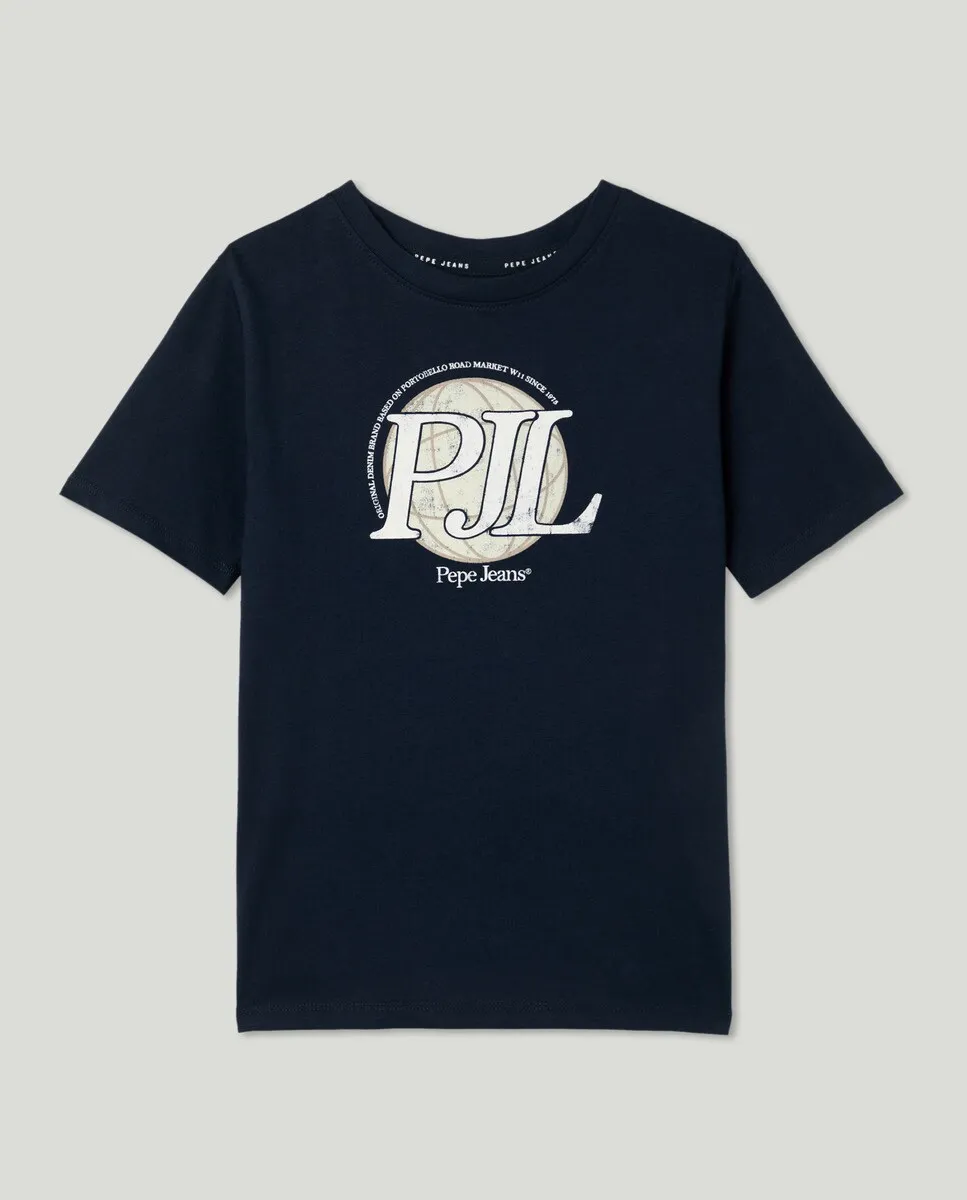 

Футболка с короткими рукавами и рисунком PJL для мальчиков Pepe Jeans, синий
