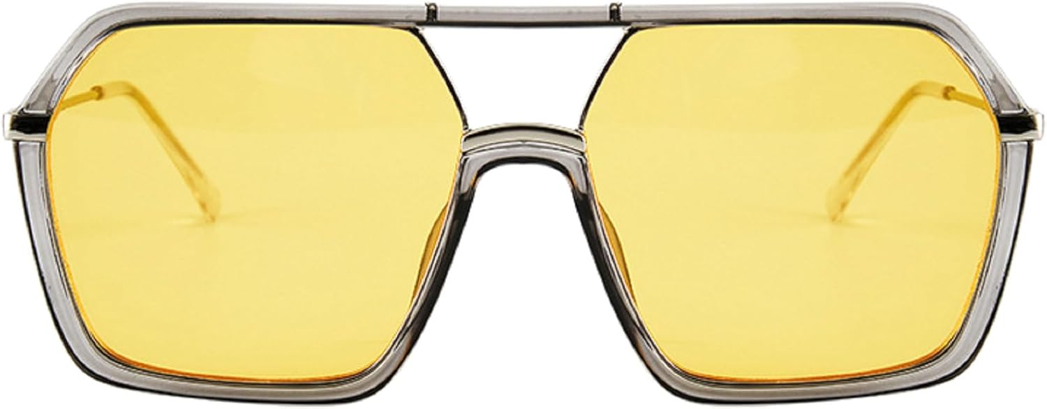 

Модные солнцезащитные очки с двойной перемычкой квадратной формы для женщин, очки-пилот, ретро-очки для мужчин, солнцезащитные очки с градиентным переходом для активного отдыха mincl, Yellow