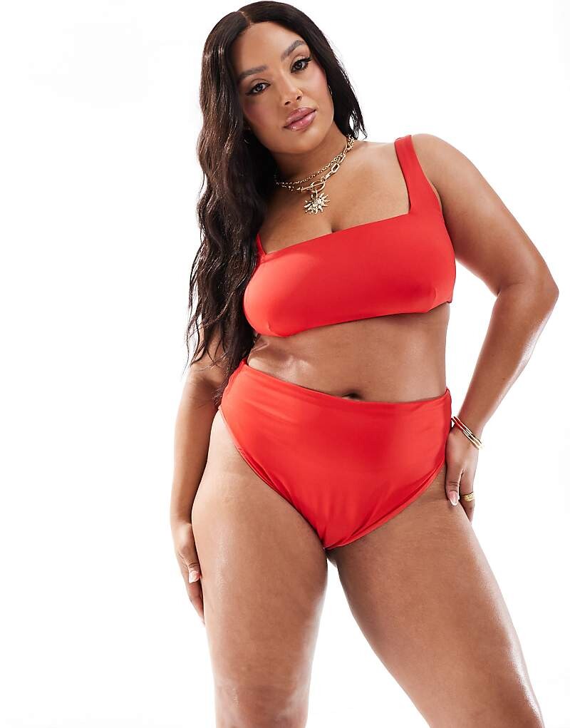 

Красные плавки бикини с завышенной талией ASOS DESIGN Maya Curve