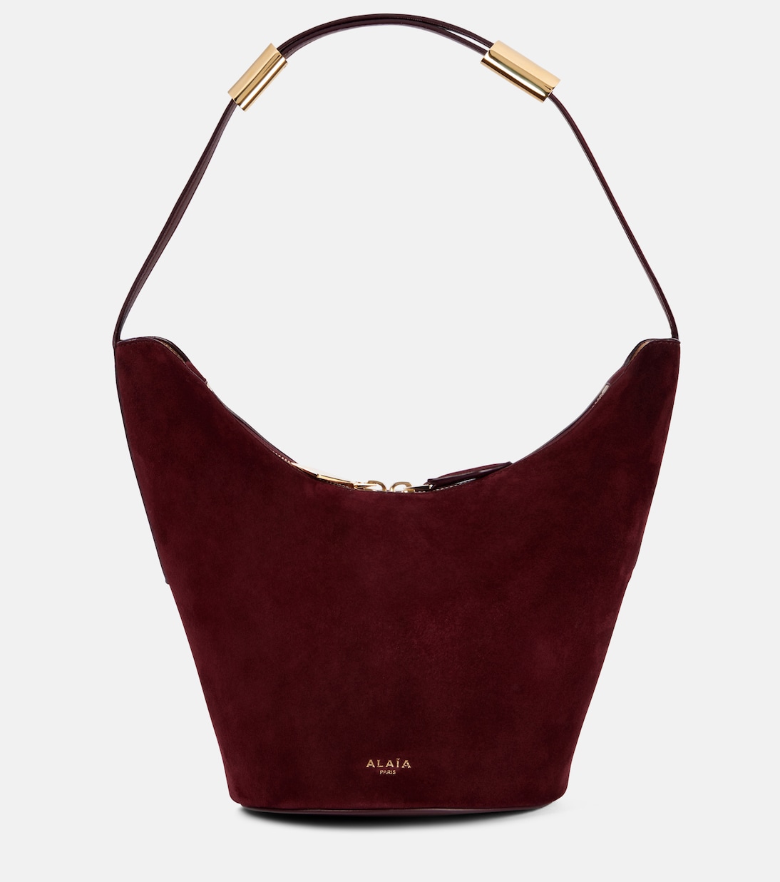 

Форма Маленькая вельветовая и кожаная сумка-ведро Alaïa, Rouge Grenat