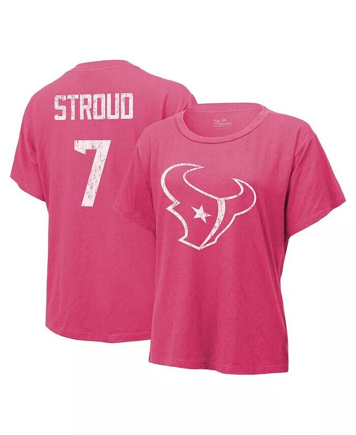 

Женские нитки C . Розовая футболка с рисунком и номером Stroud Houston Texans Majestic, розовый