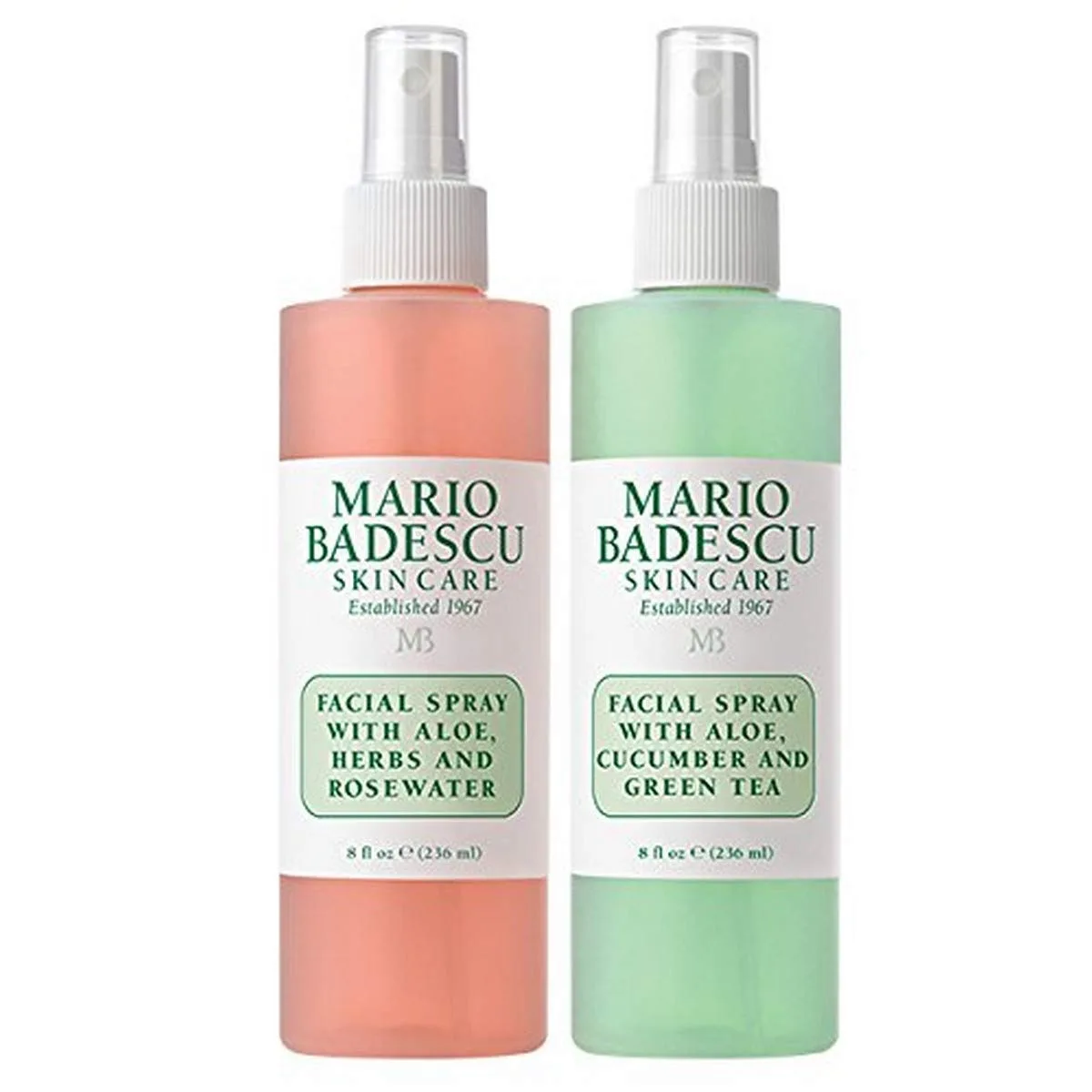 Спрей для лица Mario Badescu с алоэ вера, травами и розовой водой подходит для всех типов кожи, увлажняет, омолаживает и очищает кожу. 237 мл (2 шт.)