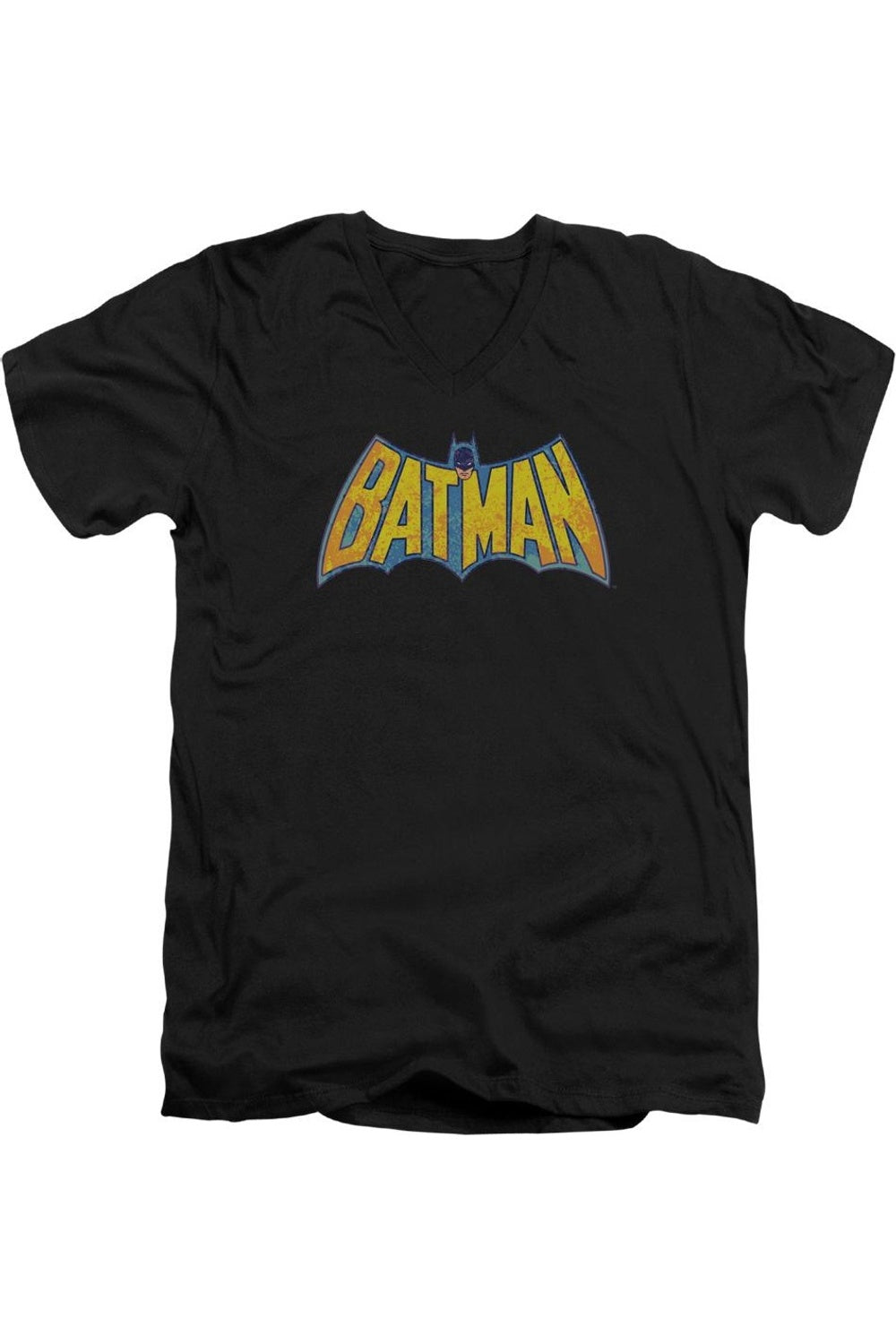 

Футболка с коротким рукавом и V-образным вырезом для взрослых с логотипом DC Comics Batman Neon Distress Gildan, черный