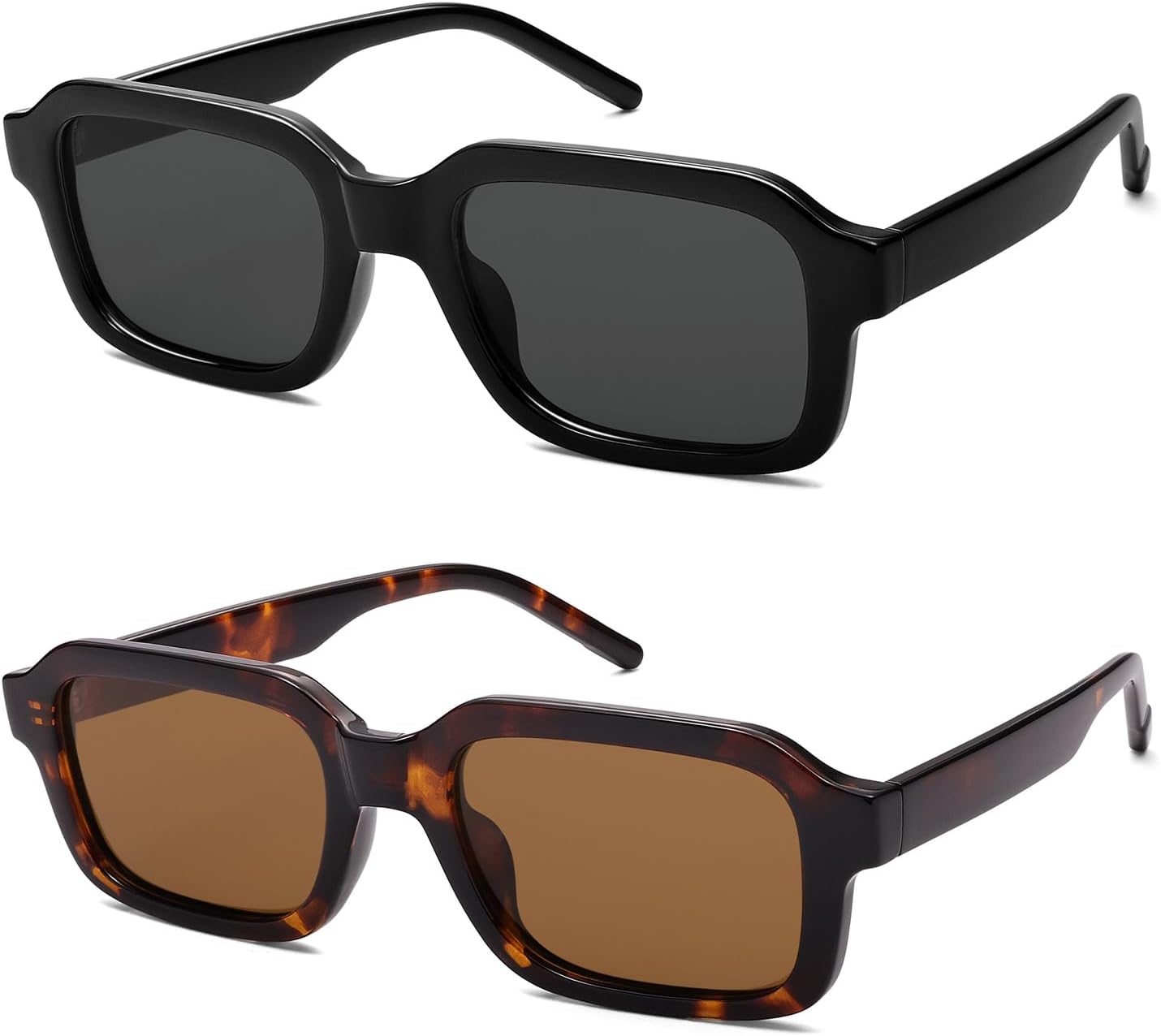 

Поляризованные модные ретро-солнцезащитные очки прямоугольной формы для женщин и мужчин, классические винтажные солнцезащитные очки 90-х годов AR82375 HERJOUR, Black/Black+light Tortoise/Brown