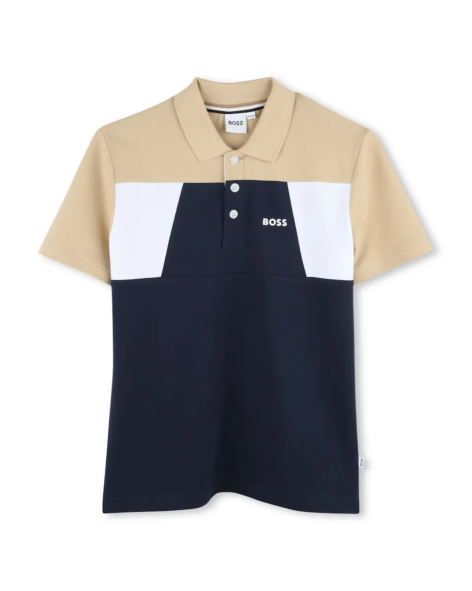 

Черная рубашка-поло с короткими рукавами для мальчика BOSS Kidswear, черный