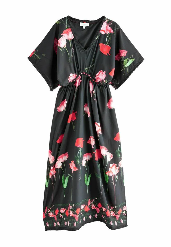 

Пляжная накидка прямого кроя с белым цветочным принтом, аксессуар для пляжа. B By Ted Baker, Black, Черный, Пляжная накидка прямого кроя с белым цветочным принтом, аксессуар для пляжа. B By Ted Baker, Black