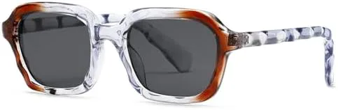 

Солнцезащитные очки 2026 Square для женщин, волнообразная оправа, винтажные солнцезащитные очки с защитой от УФ-излучения UV400 MTZJH, Transparent Grey Tea