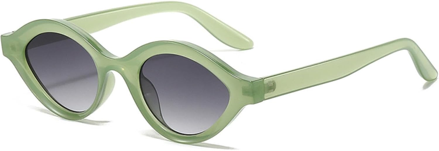 

Ретро маленькие солнцезащитные очки «кошачий глаз» с гелевой расцветкой для женщин, модные градиентные очки с защитой от УФ-излучения UV400 для мужчин, панк-очки овальной формы TVTBBVV, Green Gray Gradient