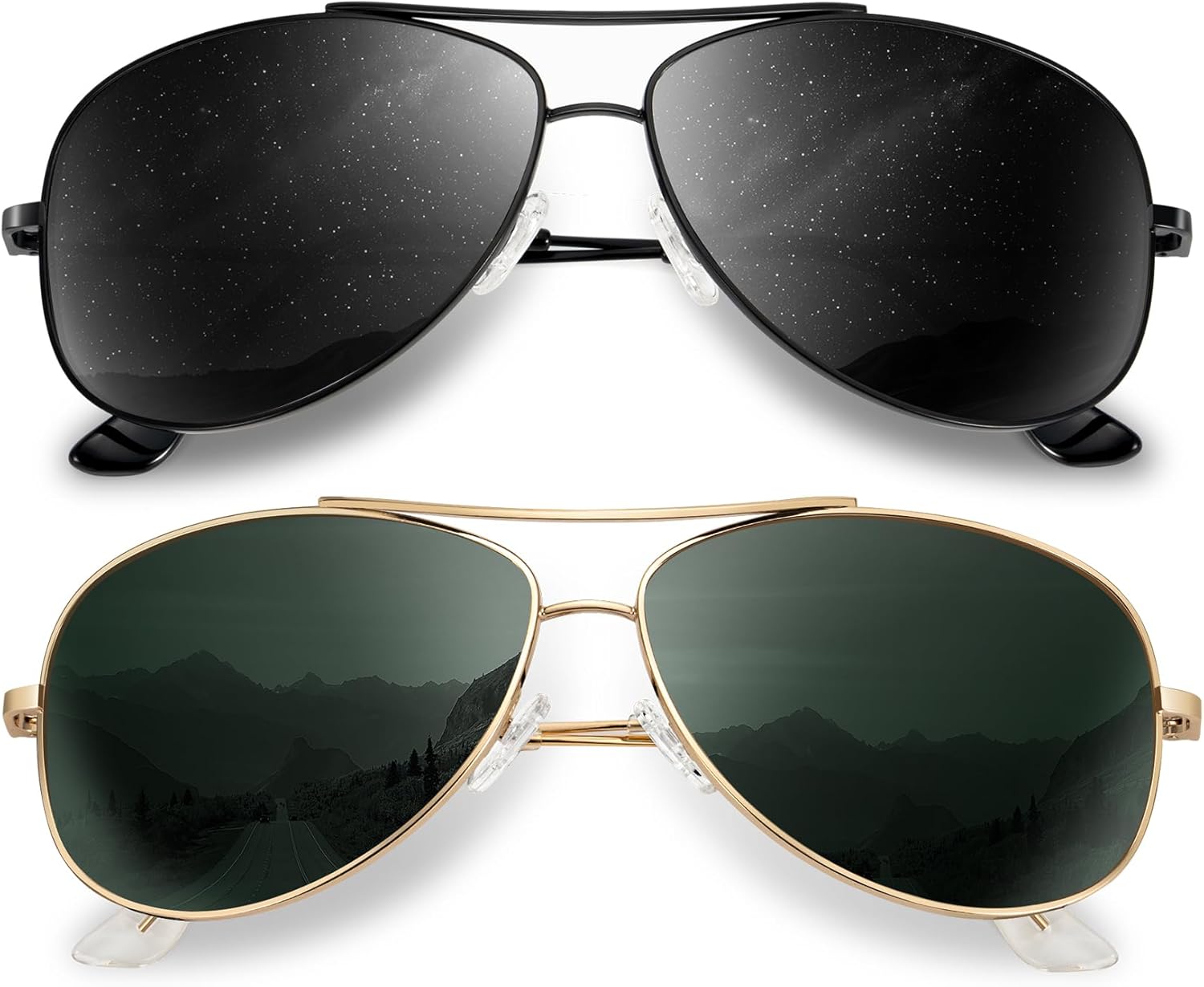 

Поляризованные солнцезащитные очки-авиаторы KALIYADI для мужчин и женщин: легкие поляризованные солнцезащитные очки с улучшенной защитой UV400 для вождения, B1-black/G15