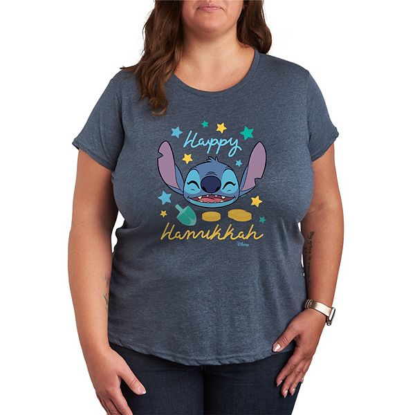 

Футболка Plus size с принтом Stitch "Happy Hanukkah" Disney, Heather Blue