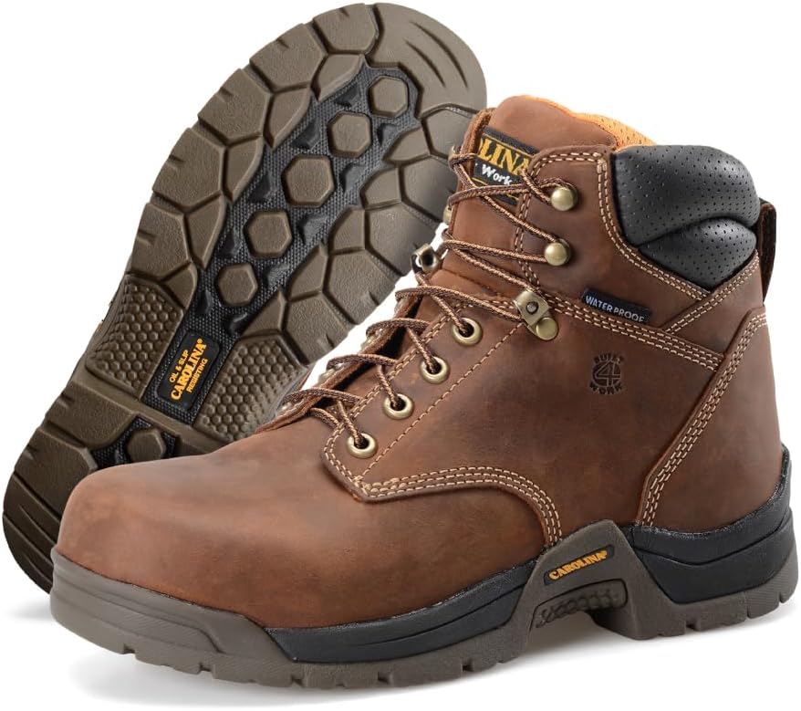 

Рабочие ботинки для мужчин Carolina Linesman 10 с композитным носком - противоскользящая тактическая обувь - неметаллическая стелька - подушка из пены с эффектом памяти - съемная полиуретановая стелька - цементное строительство, коричневый
