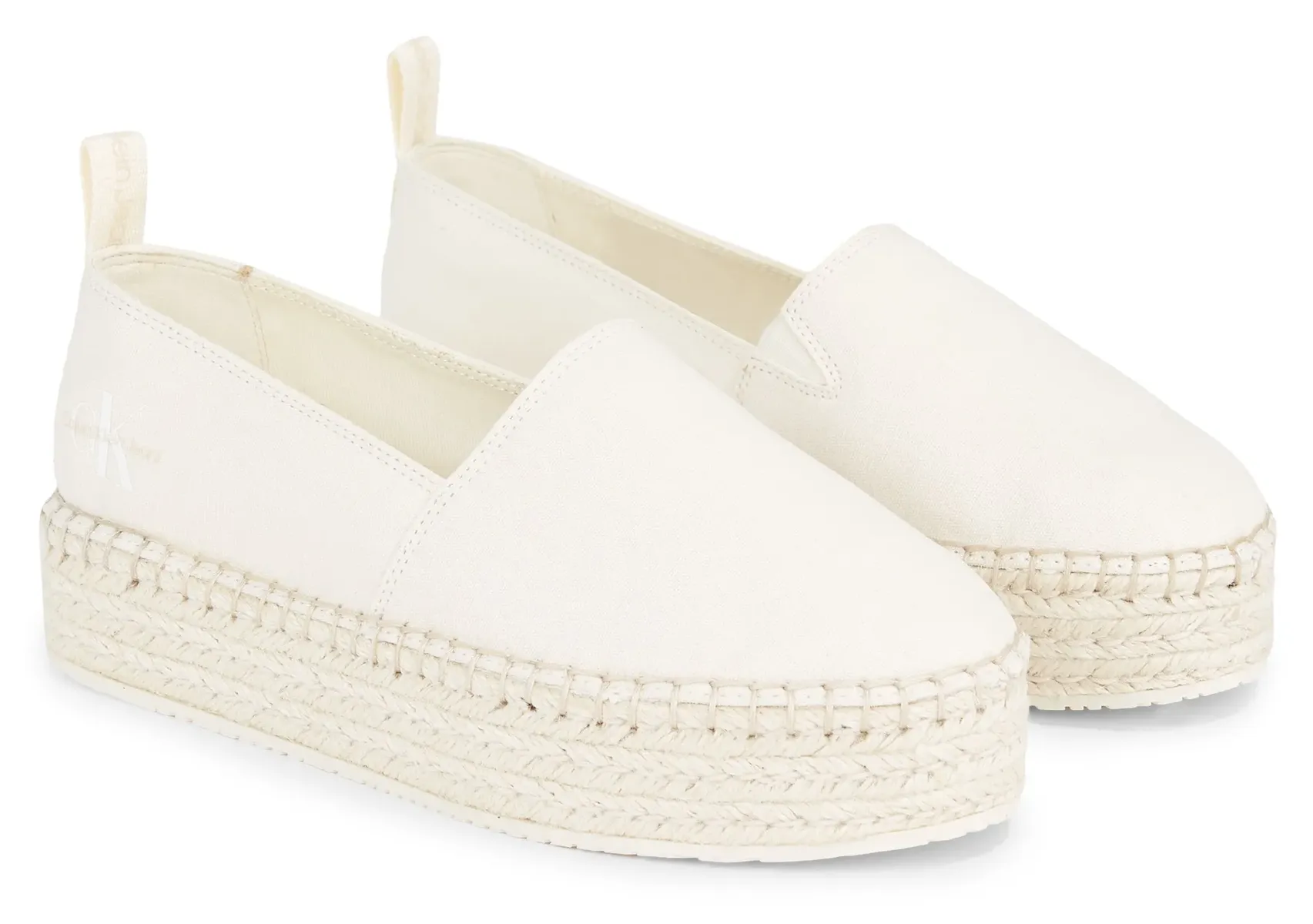 

Эспадрильи Calvin Klein Jeans "PLATFORM ESPADRILLE ML BTW", летняя обувь, тапочки, пляжная обувь на джутовой подошве на платформе, белый