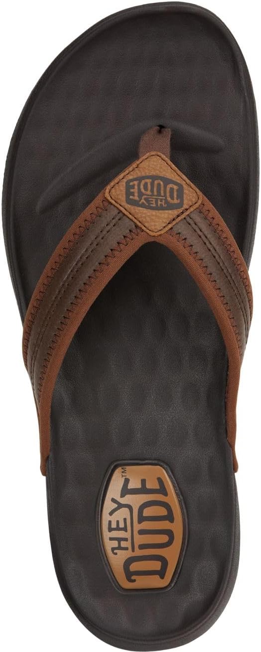 Мужские сандалии-шлепанцы HEYDUDE Myers Flip Classic Black/Black, коричневый — фото 2