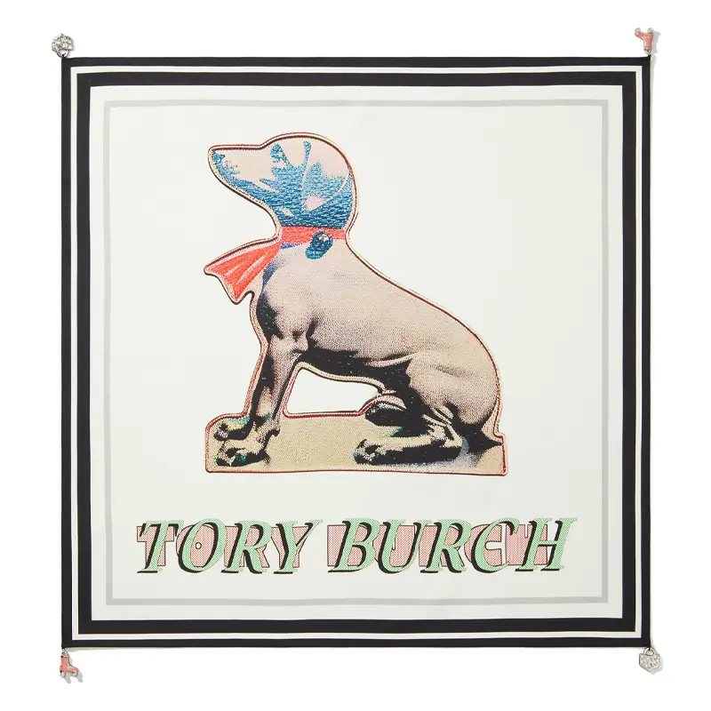 

TORY BURCH Шелковый шарф унисекс белый, White