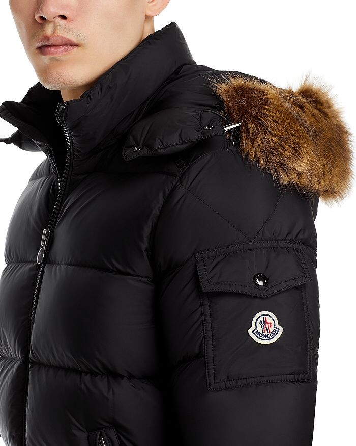 Пуховик Moncler Mayaf с отделкой из искусственного меха и капюшоном, черный — фото 4