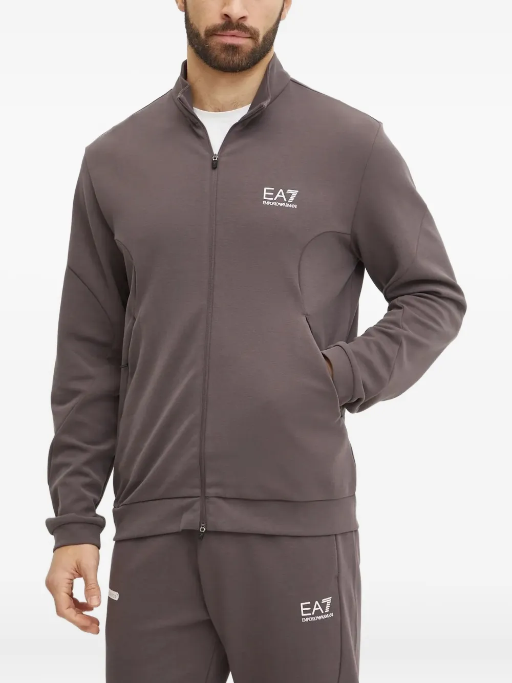 

Спортивный костюм на молнии с логотипом Ea7 Emporio Armani, коричневый