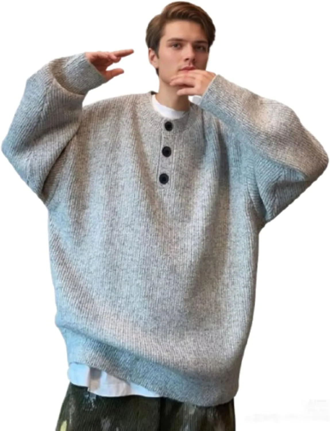 

CUTEGAL y2k четверть пуловер с пуговицами оверсайз