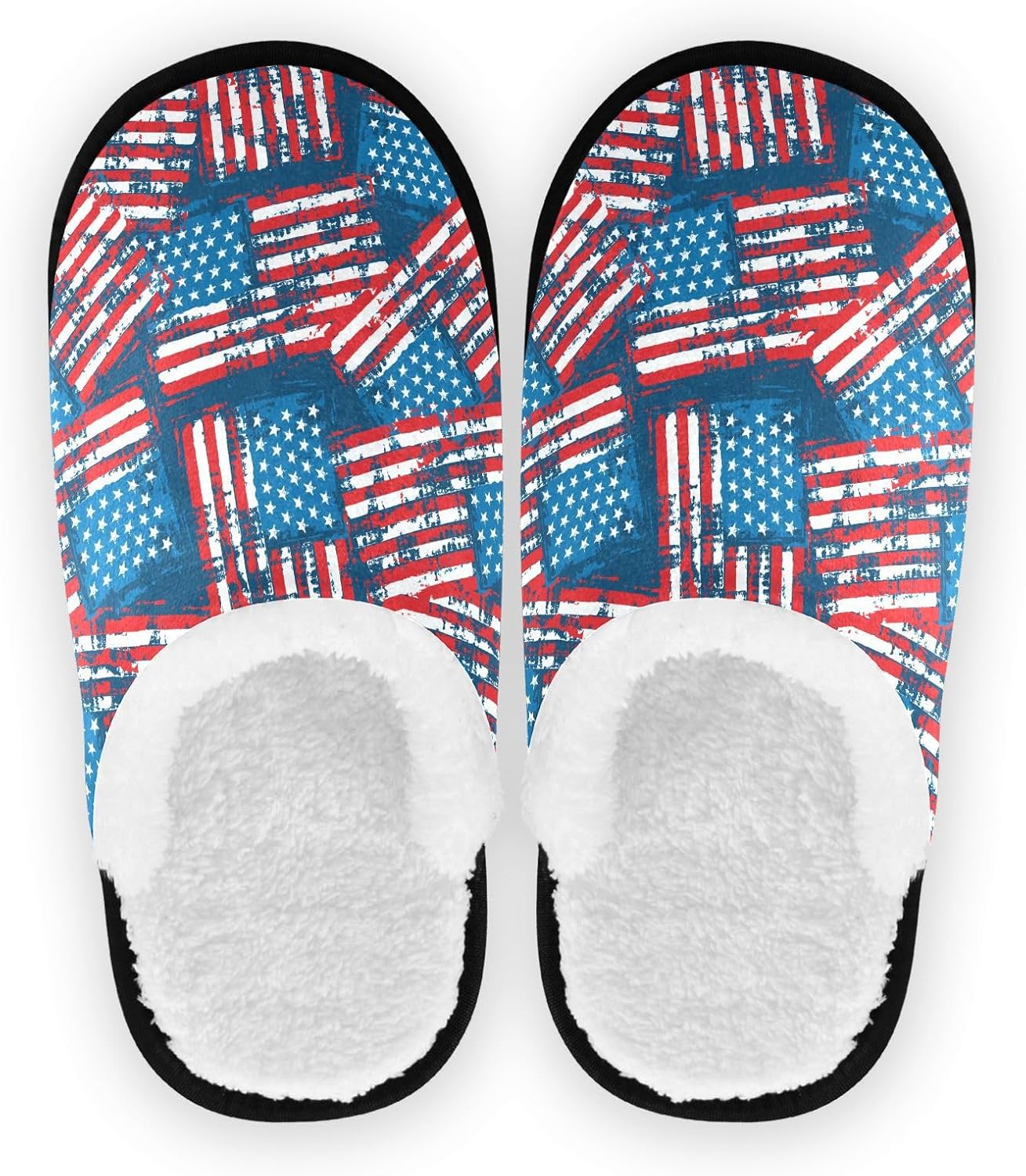 

Женские и мужские пушистые тапочки JHKKU с американским флагом, удобные домашние тапочки, теплые тапочки для дома и путешествий, American Flag