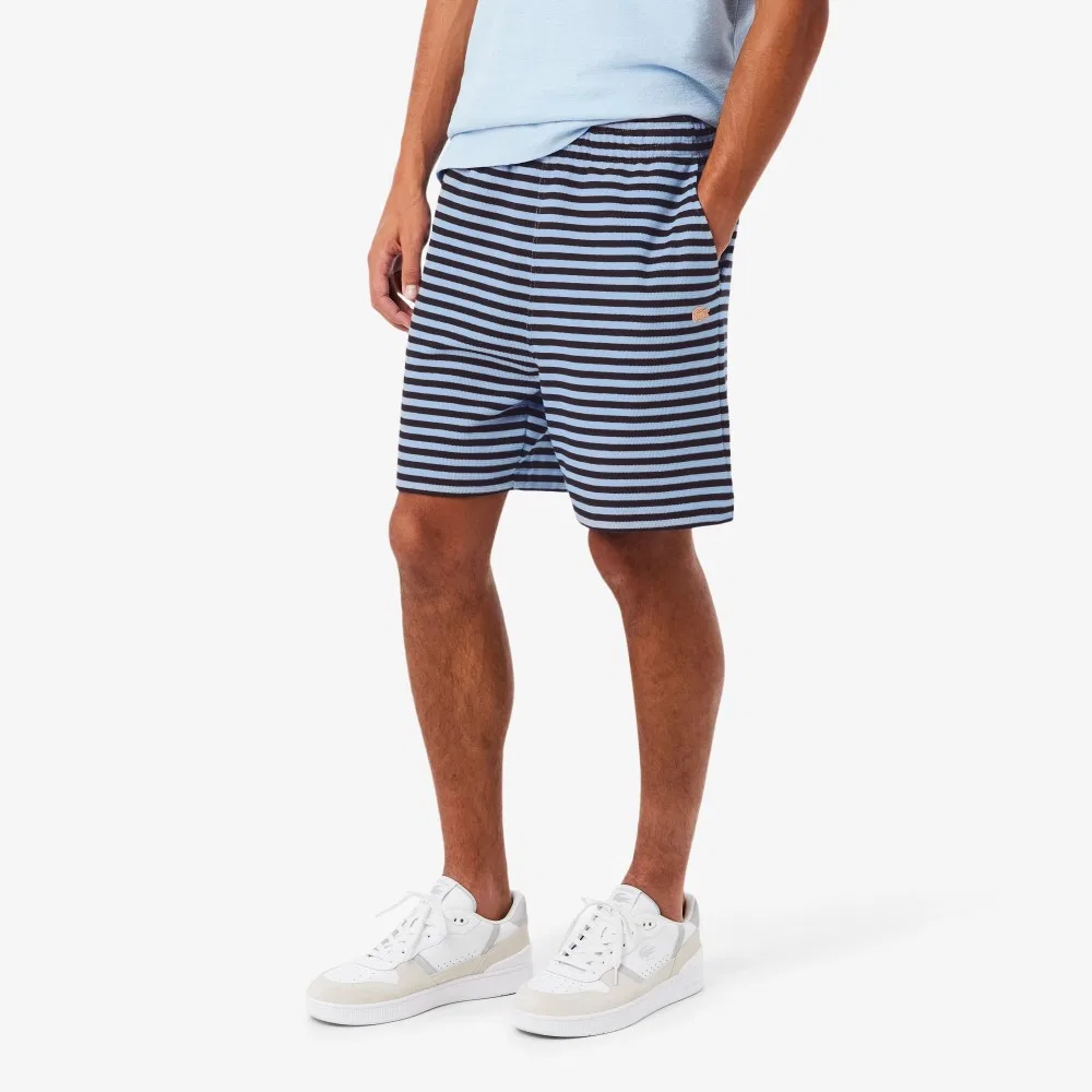Мужские шорты из поплина в горизонтальную полоску синие от Lacoste — фото 2