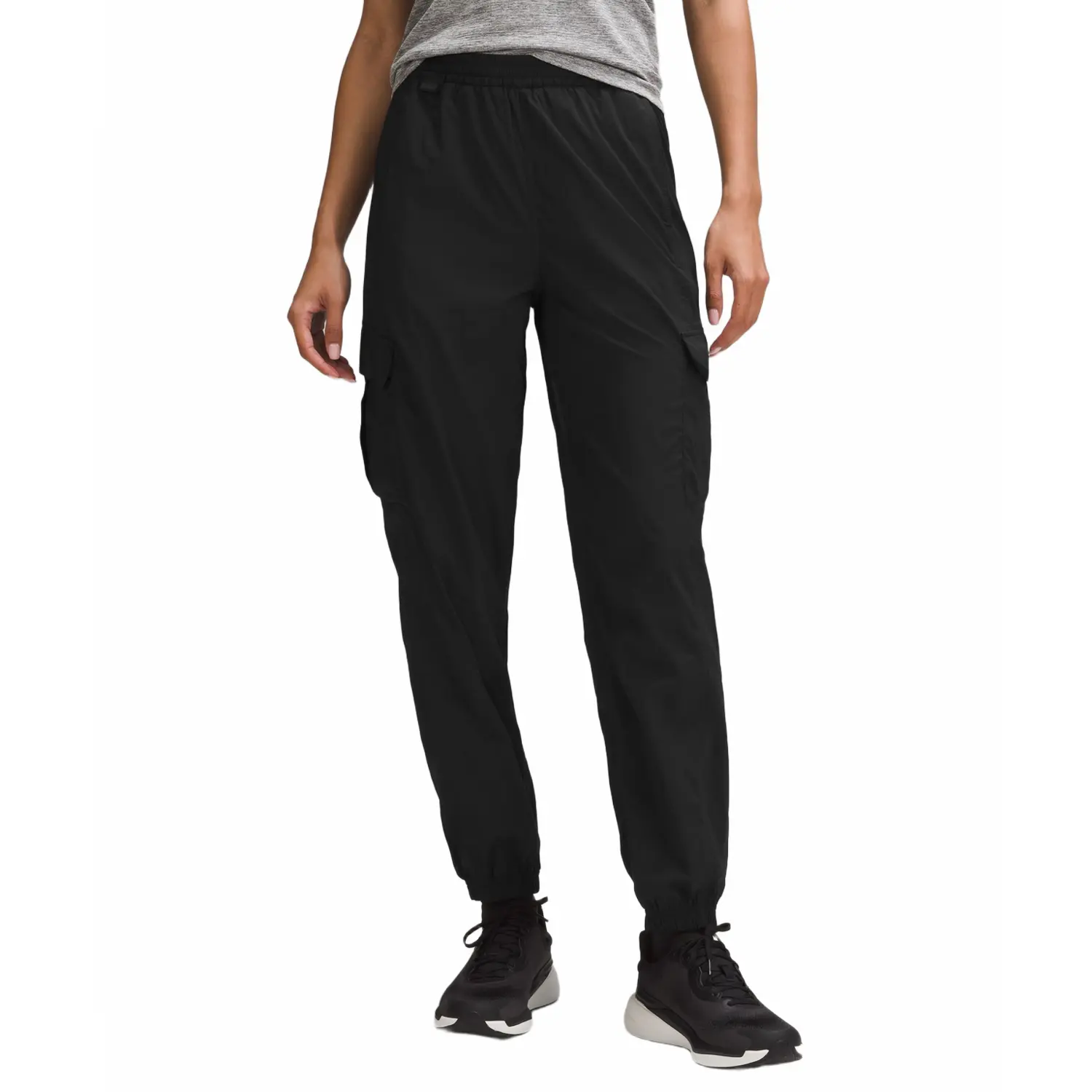 

Легкие тактические штаны с карманами средней посадки для походов Lululemon, черные