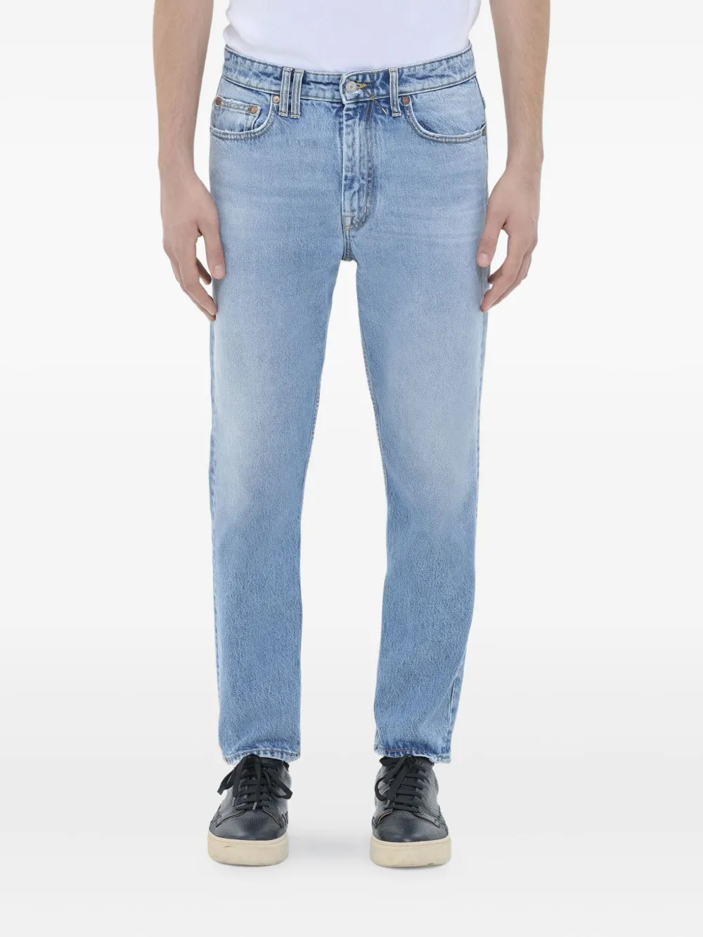 

Джинсы с бахромой и нашивкой-логотипом Cycle, синий