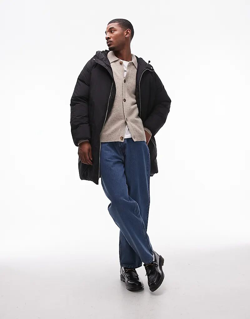 

Удлиненная куртка-пуховик черного цвета Topman