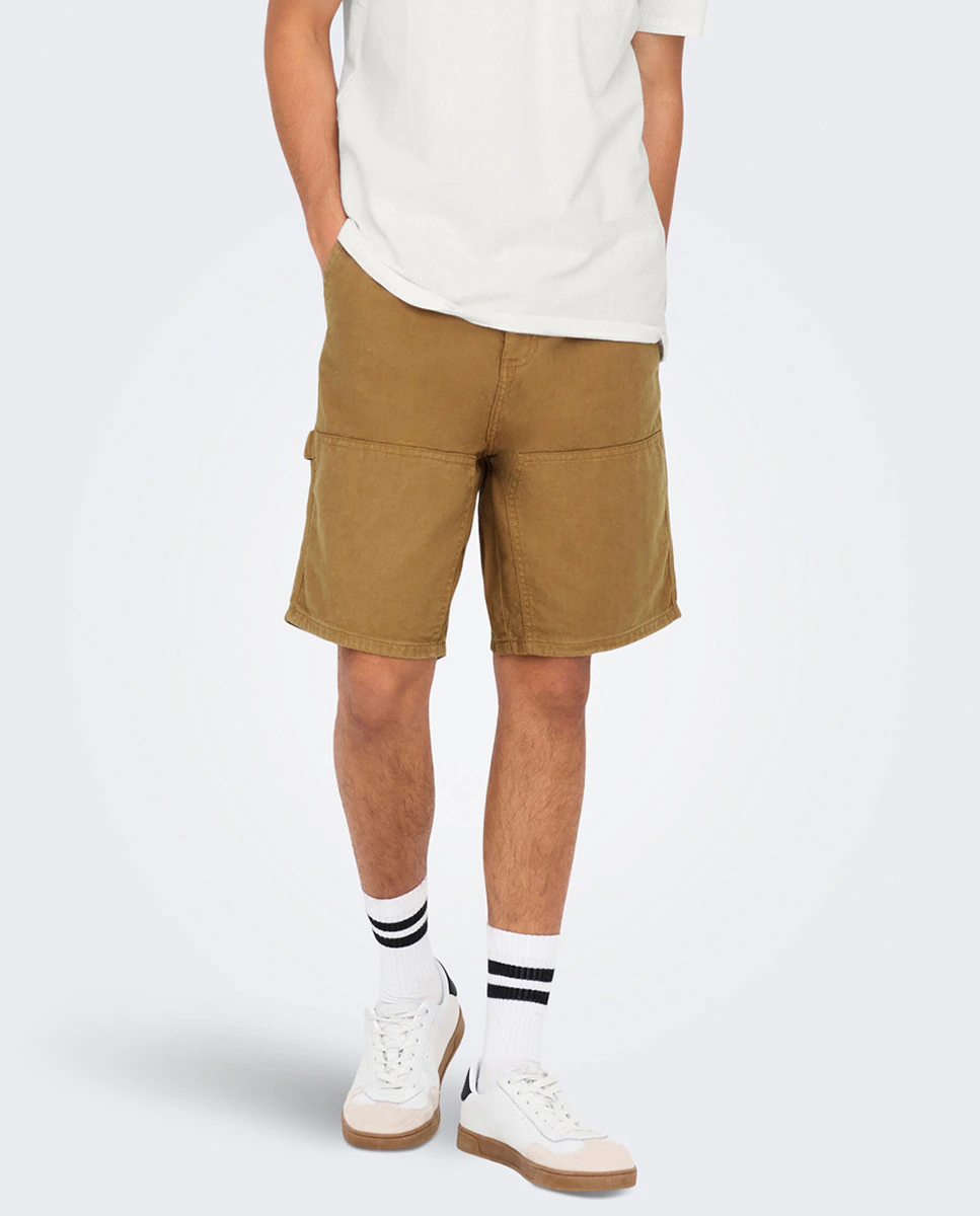 

Мужские бермуды из 100% хлопка Loose fit Only & Sons, коричневый