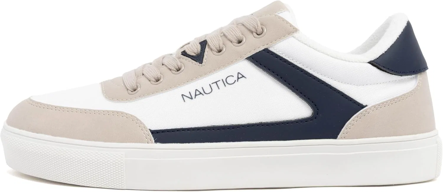 Кроссовки повседневные Nautica Classic Lace-Up Low Top Loafer, Off White Navy-jansen — фото 2
