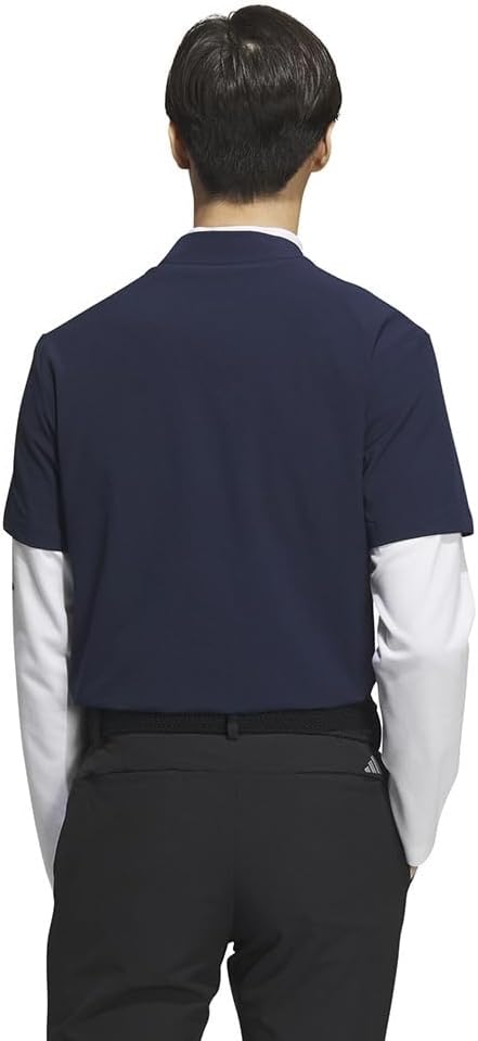 Мужская поло-рубашка adidas Golf с высоким воротником и многослойным графическим принтом EPW, длина рукавов, эластичная ткань, темно-синий цвет, университетский темно-синий — фото 3