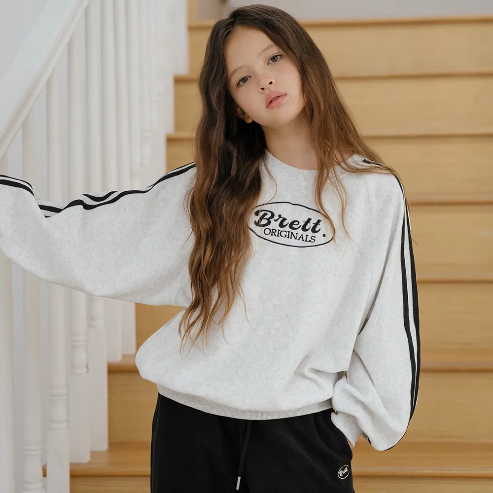 Детский велюровый свитшот с лентами, меланж, от Brettailor