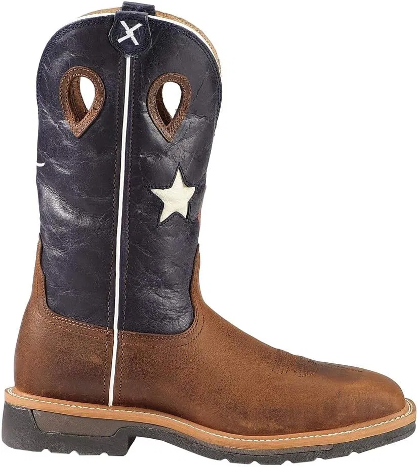 Рабочие ботинки Twisted X Men's 12-Inch Lite Western Work Boot - Повседневные рабочие ботинки из натуральной кожи с формованной стелькой Twisted X для дополнительного комфорта - Влагоотводящая жесткая конструкция, Texas Flag — фото 2
