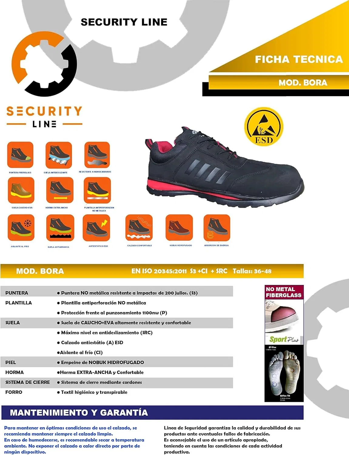 Мужская противопожарная обувь Security Line Bora S3 Ci SRC Esd, Black — фото 4