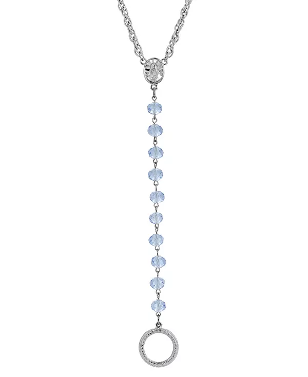 

Серебряно-Голубое ожерелье-медальон «Мария» с креплением для очков Symbols Of Faith, blue