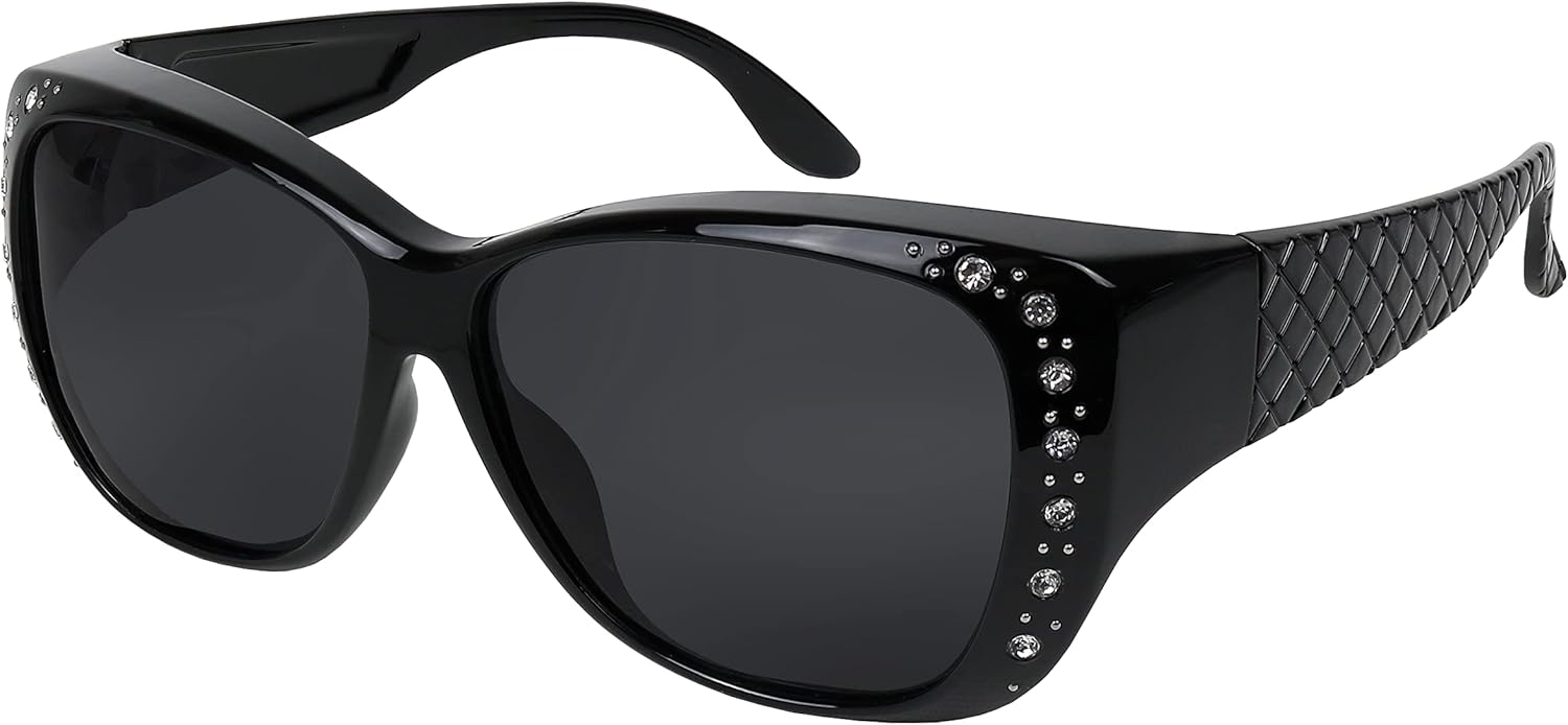 

Солнцезащитные очки, надеваемые поверх обычных очков для женщин, с защитой от УФ-излучения, поляризованные и с HD-изображением, надеваемые поверх обычных очков Yogo Vision, 1 Pack: Black Frame With Grey Lens.