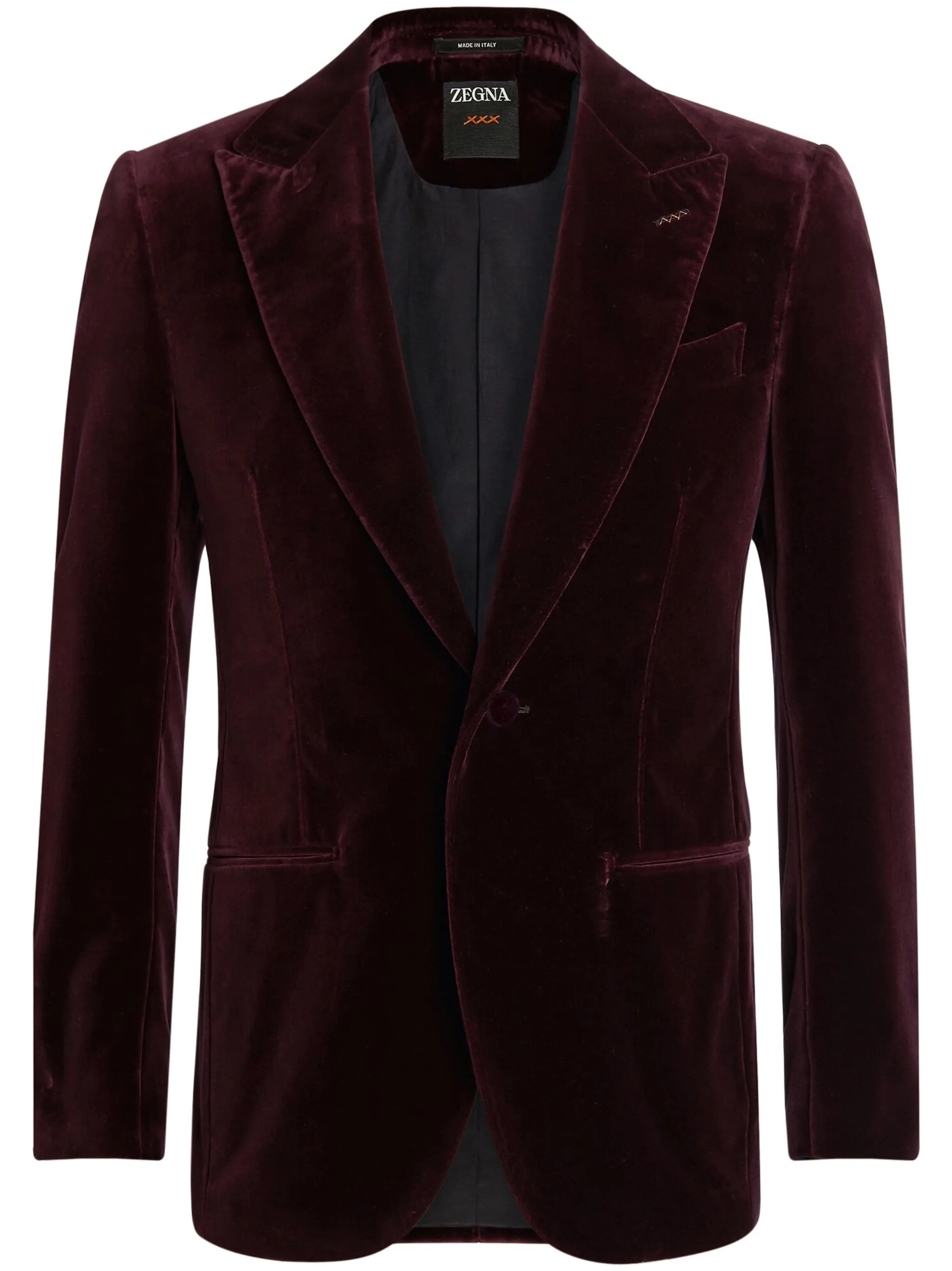 

Однобортный велюровый блейзер Zegna, фиолетовый